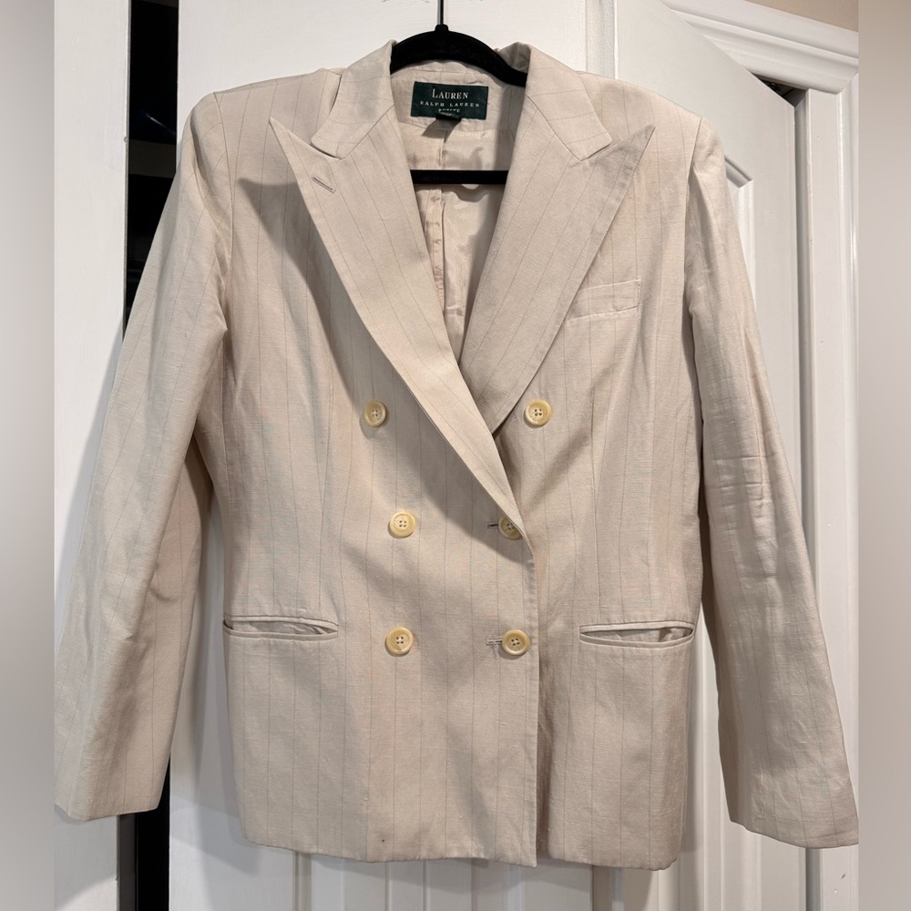 Ralph Lauren Beige Double-Breasted Blazer